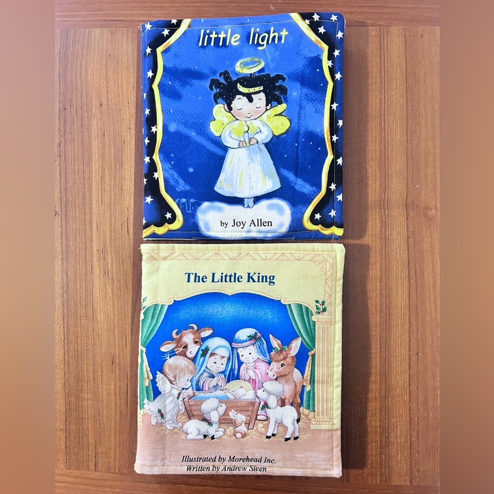 2 Soft Cloth Baby Books little light & The Little King Christmas Nativity